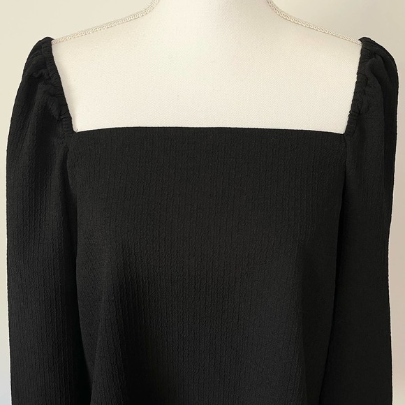 Madewell Crepe Square Neck Puff Sleeve Top Blouse Black Size XL - Picture 6 of 8